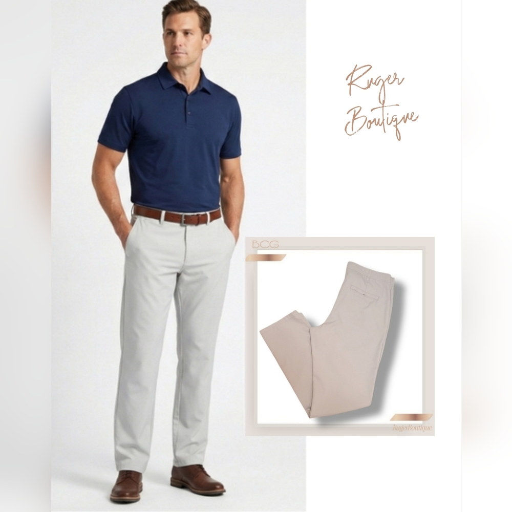 🌿BCG Men's 34W X 34L Golf Essential Pants, Most Comfortable Office Pants!